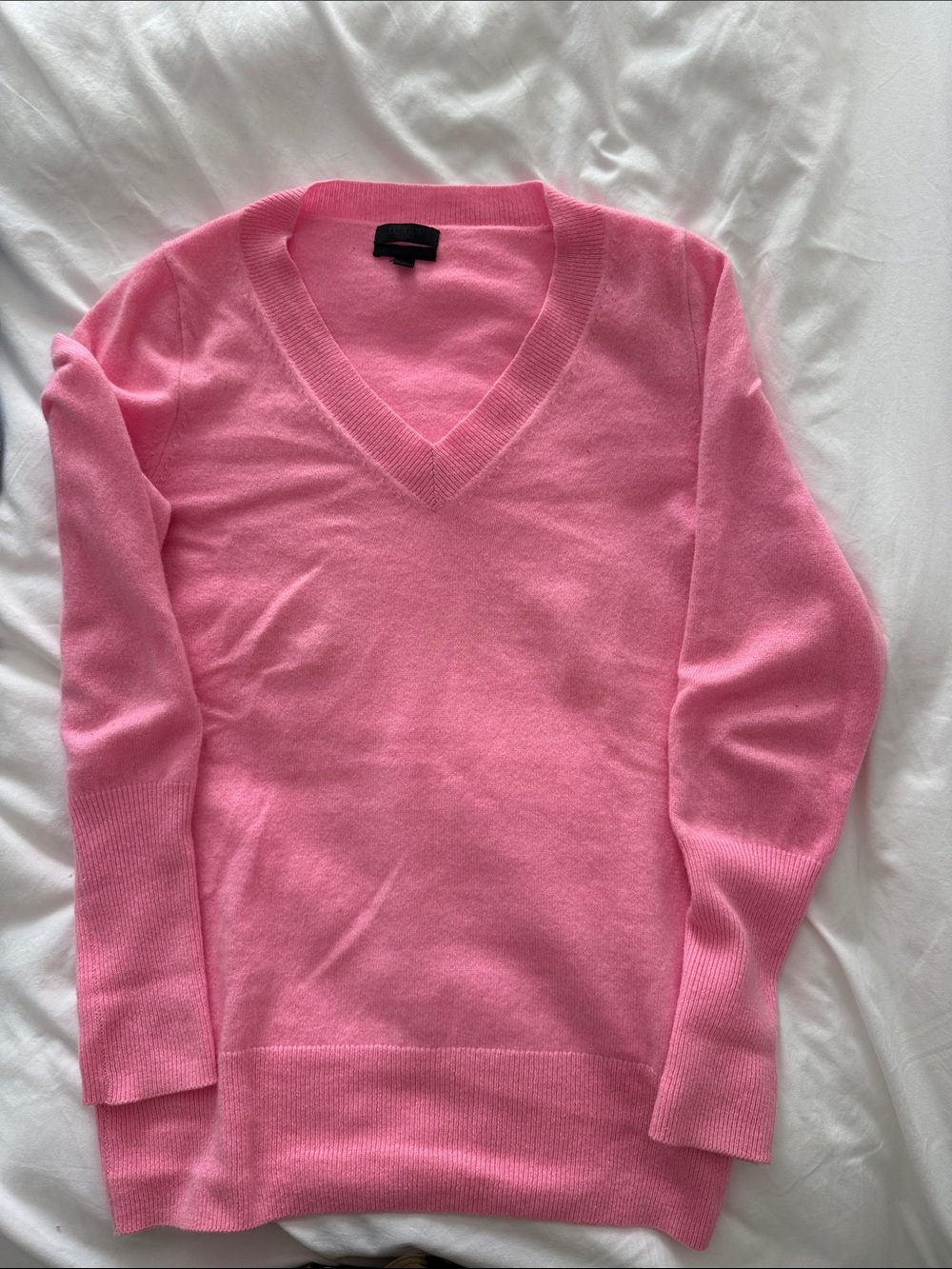 J Crew Cashmere V-Neck Sweater in Light Pink Size Small